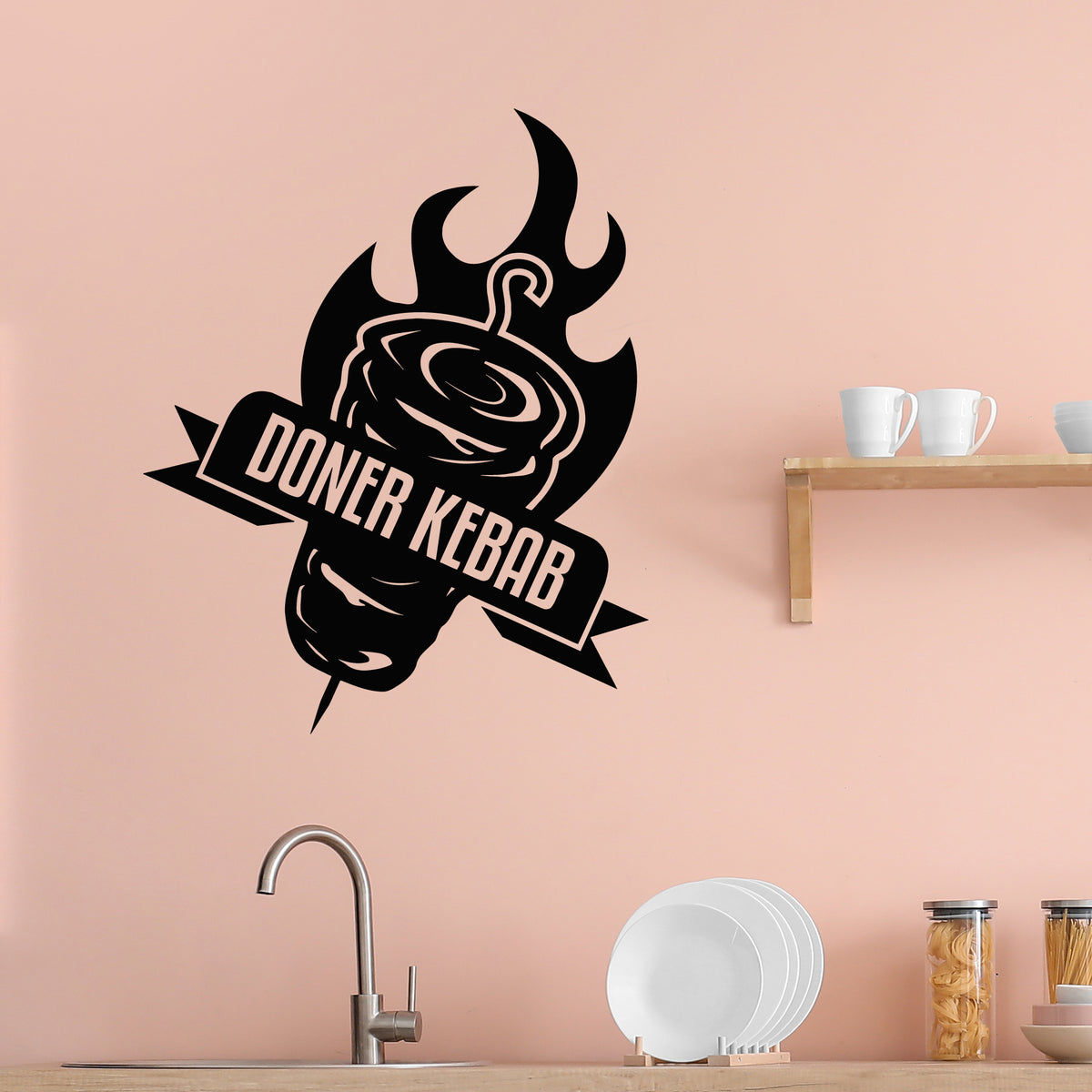 Kebeb Sticker Vinyl Wall Decal Chicken Doner Kebab Logo For Restaurants Stickers Mur ...