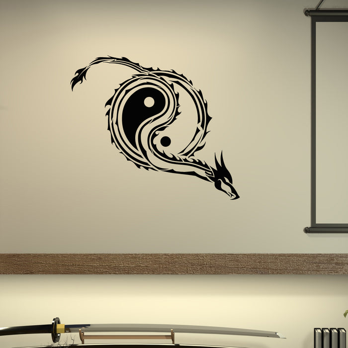 Vinyl Wall Decal Dragon Yin Yang Zen Oriental Myth Asian Fantasy Stickers Mural (g9193)