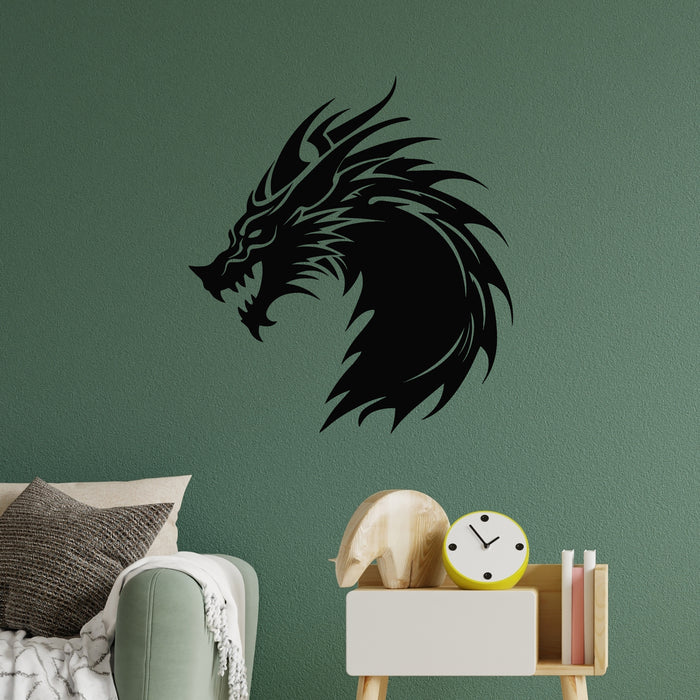Vinyl Wall Decal Angry Dragon Head Mythology Animal Stickers Mural (g9619)