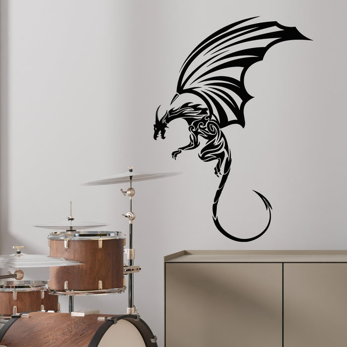 Vinyl Wall Decal Dragon Wings Flying Medieval Winged Monster Stickers Mural (g9271)