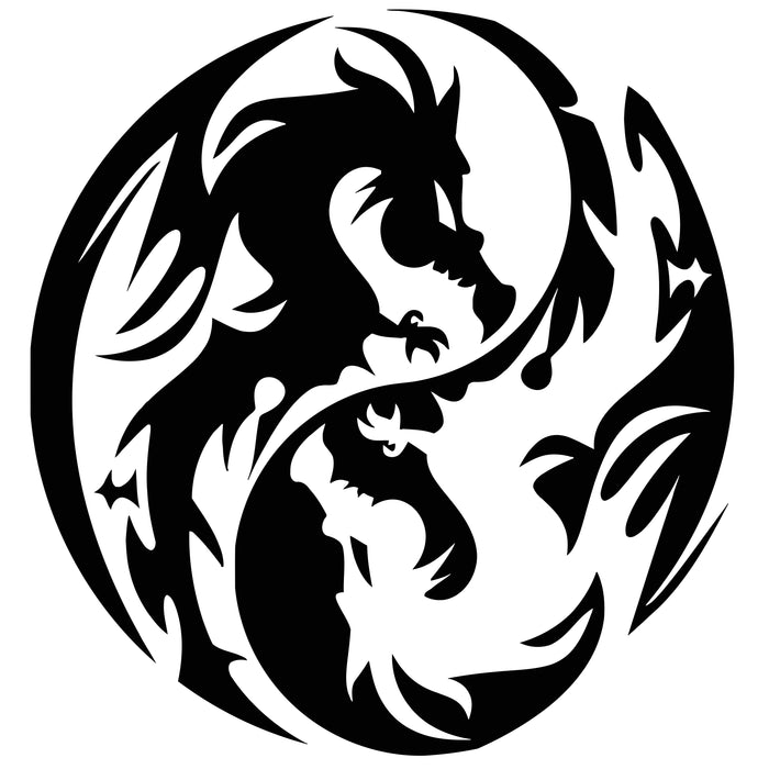 Vinyl Wall Decal Dragon Yin Yang Fantasy Myth Teen Room Chinese Stickers Unique Gift (ig3223)