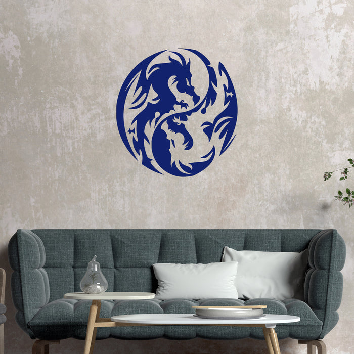 Vinyl Wall Decal Dragon Yin Yang Fantasy Myth Teen Room Chinese Stickers Unique Gift (ig3223)