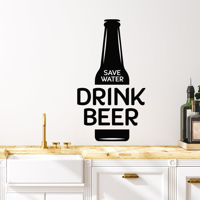 Vinyl Wall Decal Beerhouse Quote Save Water Drink Beer Bar Stickers Mural (g8977)