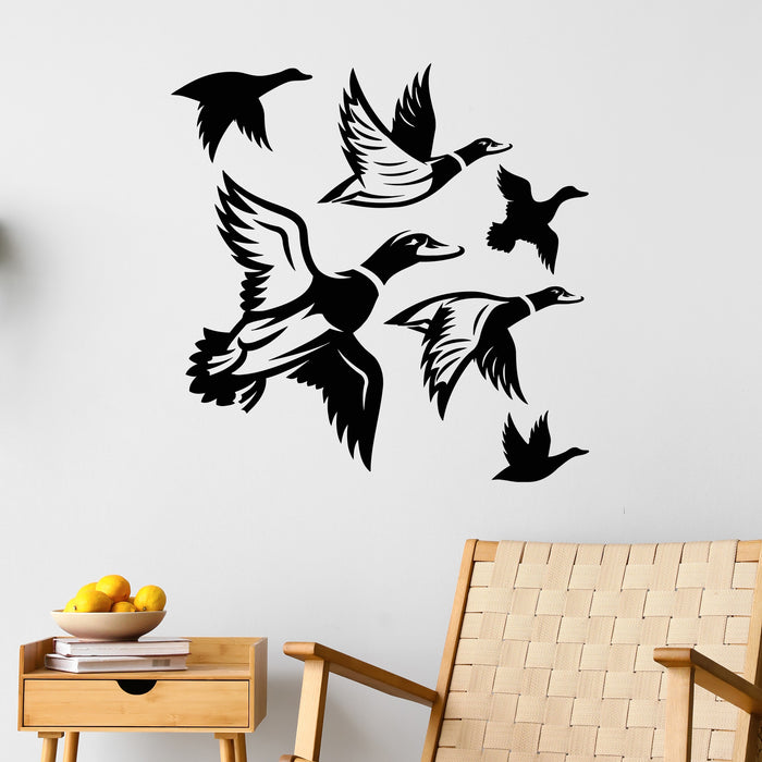 Vinyl Wall Decal Set Of Flying Wild Duck Nature Waterfowl Stickers Mural (L090)