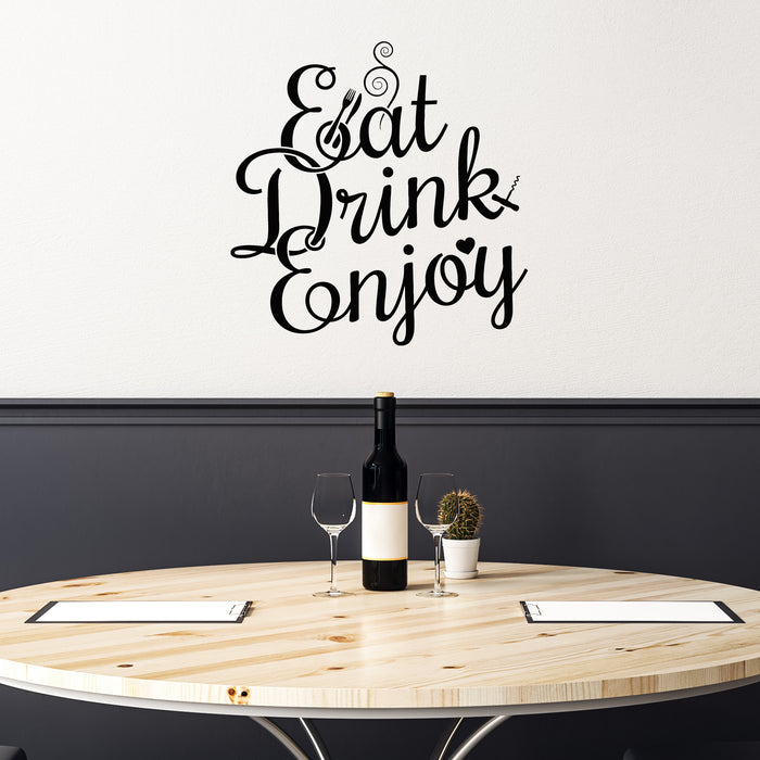 Autocollant mural en vinyle avec inscription « Eat Drink Enjoy Restaurant » (g9549)