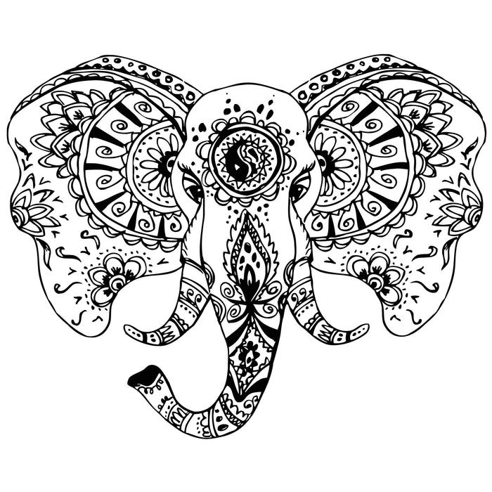 Vinyl Wall Decal Elephant Head Animal Tribal Ornament Stickers Unique Gift (ig3551)