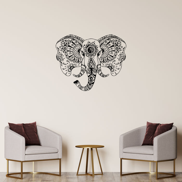 Vinyl Wall Decal Elephant Head Animal Tribal Ornament Stickers Unique Gift (ig3551)