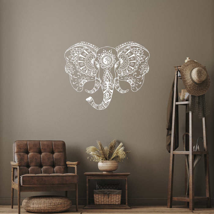 Vinyl Wall Decal Elephant Head Animal Tribal Ornament Stickers Unique Gift (ig3551)