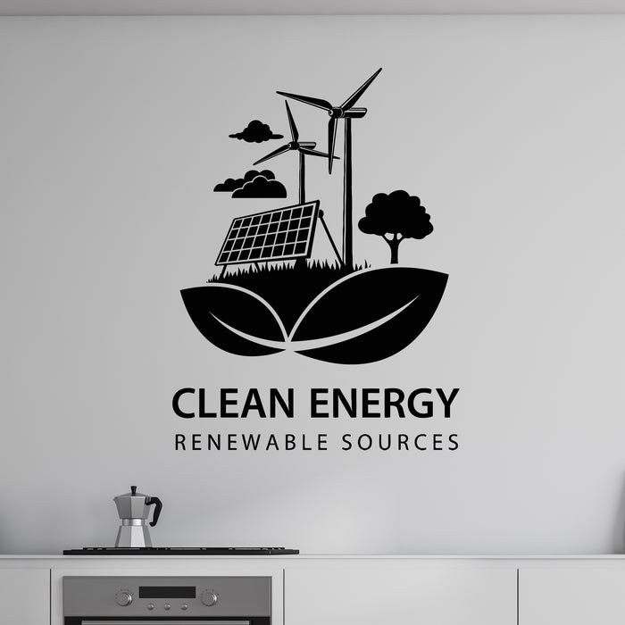 Vinyl Wall Decal Green Clean Energy Icon Eco Renewable Sources Stickers Mural (L112)