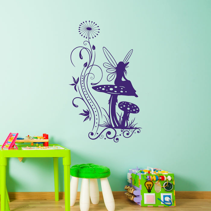 Vinyl Wall Decal Mushroom Fairy Tale Nursery Fantasy Stickers Unique Gift (794ig)