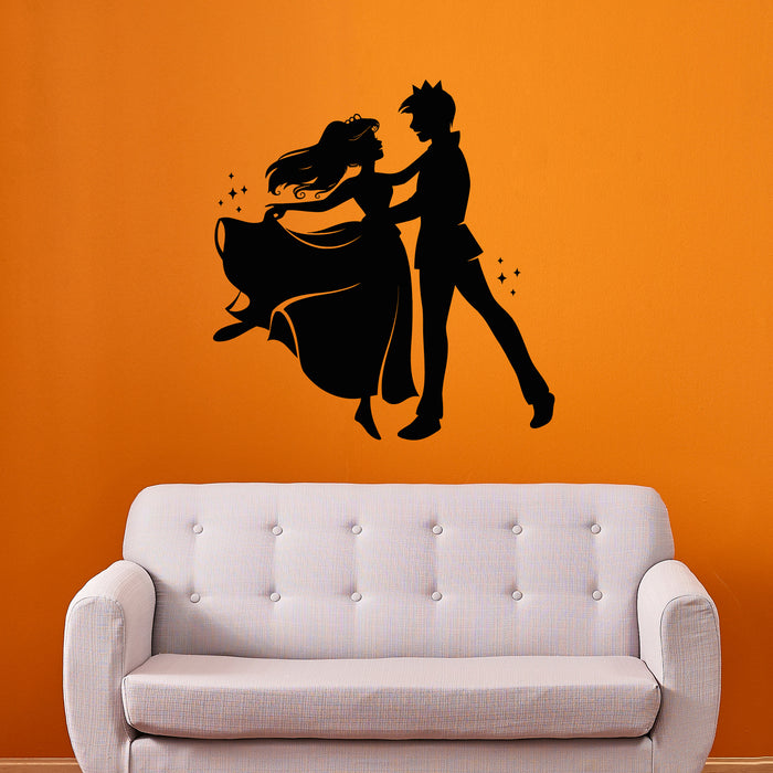 Vinyl Wall Decal Wedding Cartoon Prince And Princess Silhouette Stickers Mural (g9959)