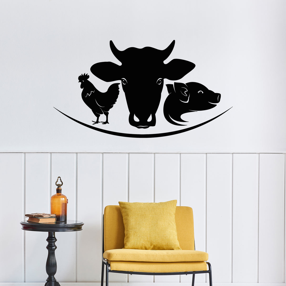 Vinyl Wall Decal Cow Pig Chicken Village Farm Farmer Decor Stickers Mu ...