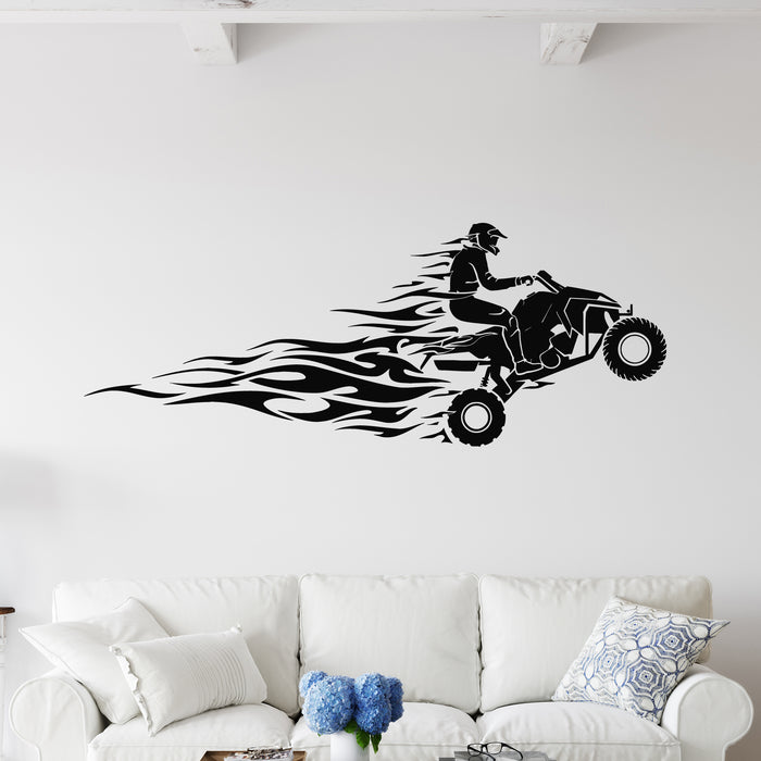 Vinyl Wall Decal Fire Motorcycle Race Biker Extreme Sport Garage Decor Stickers Mural (g9255)