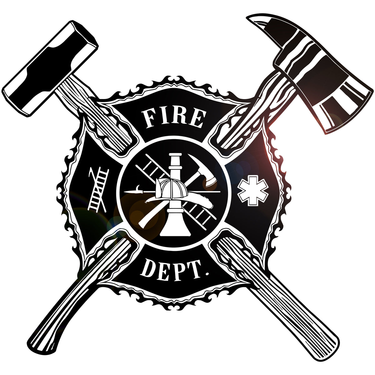 Vinyl Wall Decal Fire Dept Shield Firefighter Stickers Mural Unique Gi ...