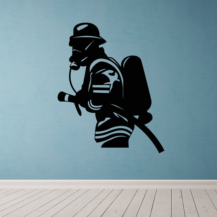 Vinyl Wall Decal Firefighter Silhouette Rescuers Fire Service Decor Stickers Mural (g9350)