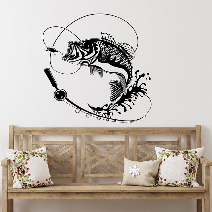Vinyl Wall Decal Fish Fishing Rod Hobbies Man Stickers Mural Unique Gift (ig3597)