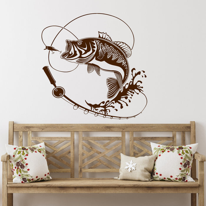 Vinyl Wall Decal Fish Fishing Rod Hobbies Man Stickers Mural Unique Gift (ig3597)