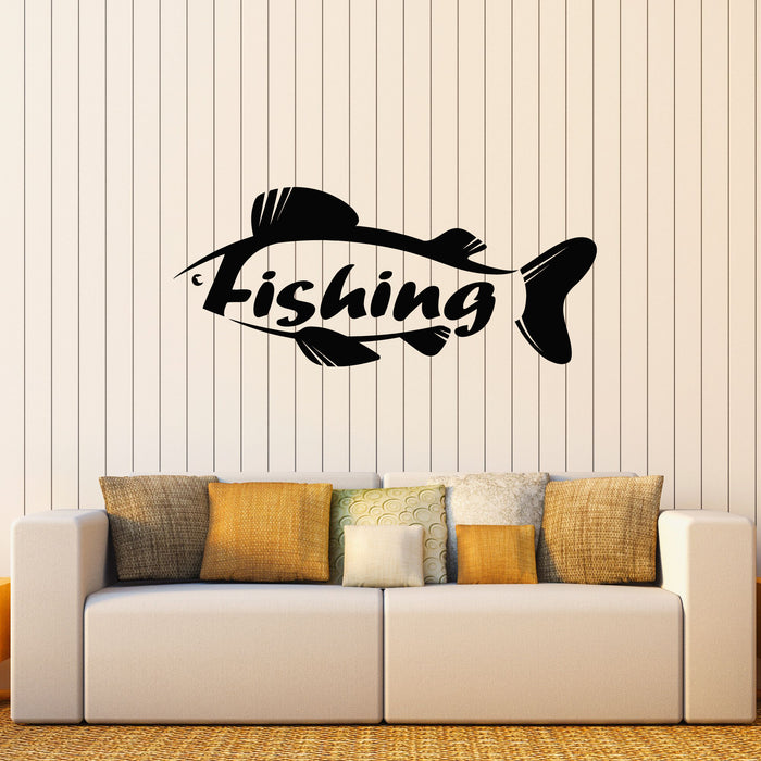 Vinyl Wall Decal Fishing Hunting Hobby Lettering Fish Store Stickers Mural (g8520)