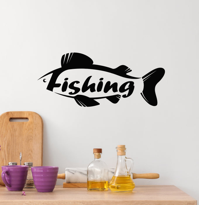 Vinyl Wall Decal Fishing Hunting Hobby Lettering Fish Store Stickers Mural (g8520)