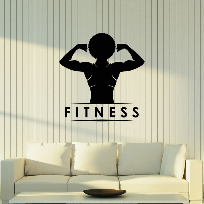 Vinyl Wall Decal Girl Workout Exercise Fitness Gym Logo Stickers Mural (g8619)