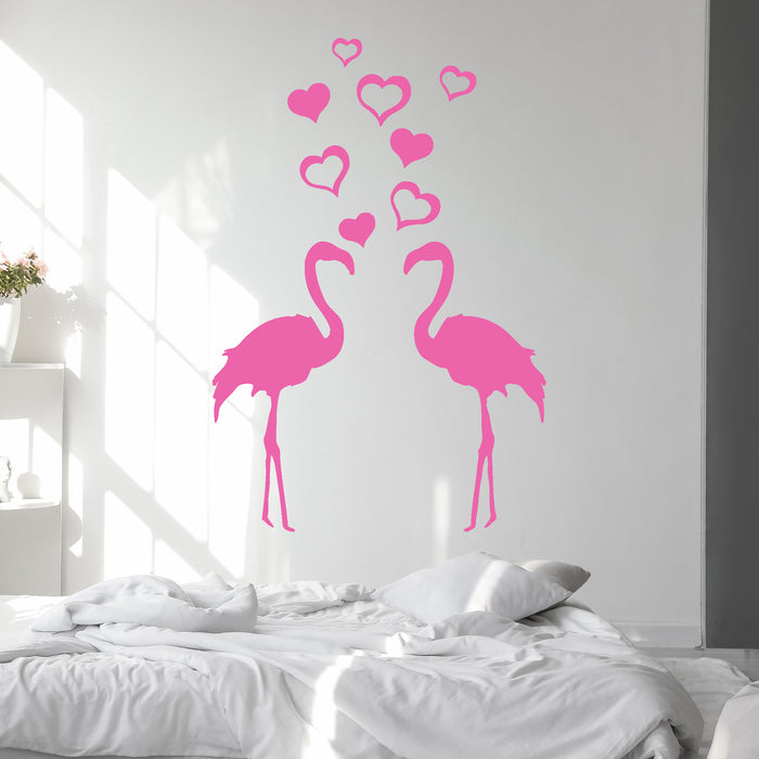 Wall Sticker Vinyl Decal Pair Lovers Flamingos Cool Birds Flying Heart Bedroom (n143)