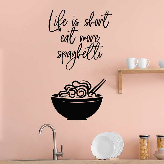 Vinyl Wall Decal Eat More Spaghetti Ramen Noodle Bowl Cafe Stickers Mural (L021)