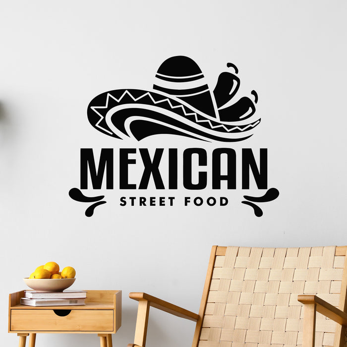 Vinyl Wall Decal Mexican Street Food Factory Restaurant Icon Sombrero Stickers Mural (g9535)