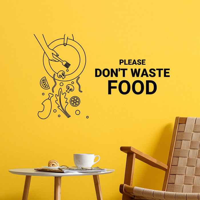 Vinyl Wall Decal Phrase Please Dont Waste Food Ecological Poster Stickers Mural (g9752)