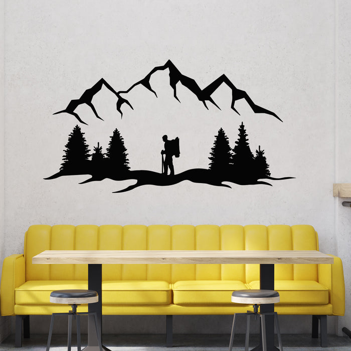 Vinyl Wall Decal Gone Camping Mountains Forest Silhouette Nature Stickers Mural (g9380)