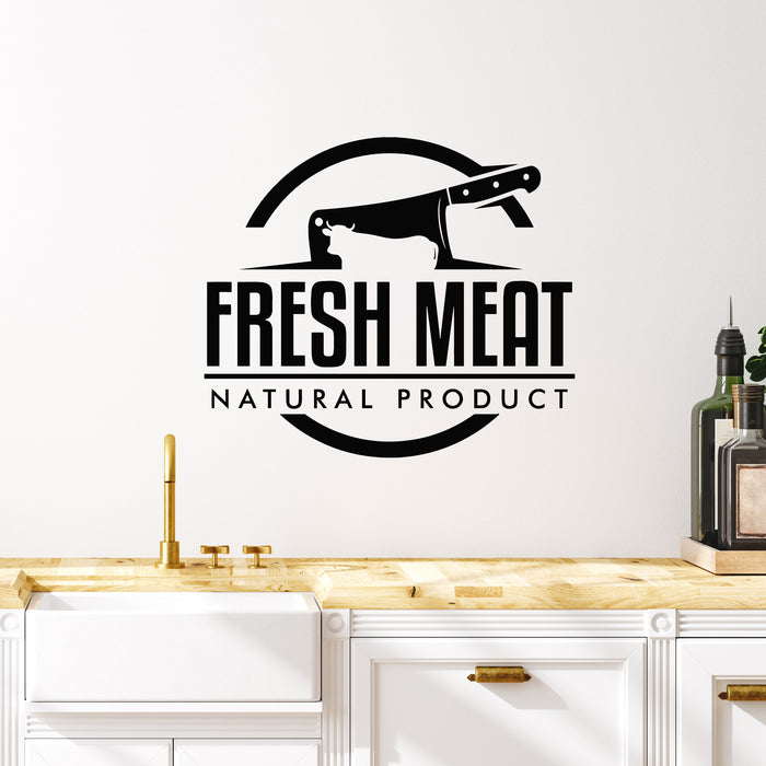 Vinyl Wall Decal Fresh Meat Natural Product Logo Butcher Shop Stickers Mural (g9703)