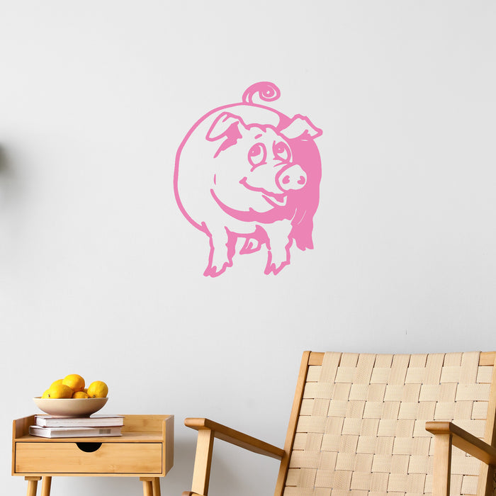 Vinyl Decal Cute Pig Piggy Animal Farm Kids Room Wall Stickers Mural Unique Gift (ig121)