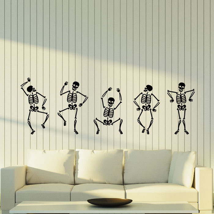 Vinyl Wall Decal Funny Dancing Skeleton Symbol Halloween Stickers Mural (g8656)