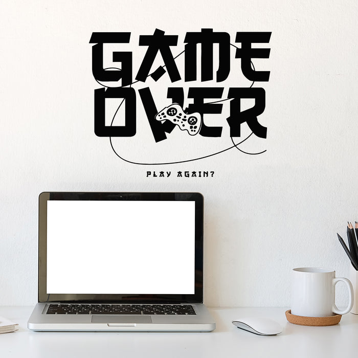 Vinyl Wall Decal Gamer Club Phrase Game Over Play Teen Room Stickers Mural (g9814)