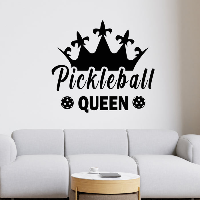 Vinyl Wall Decal Pickleball Queen Crown Sport Game Decor Stickers Mural (g9485)