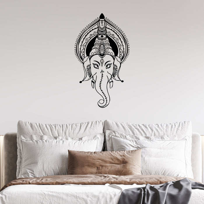 Vinyl Wall Decal Ganesha Head Indian God Elephant Stickers Unique Gift (ig4469)