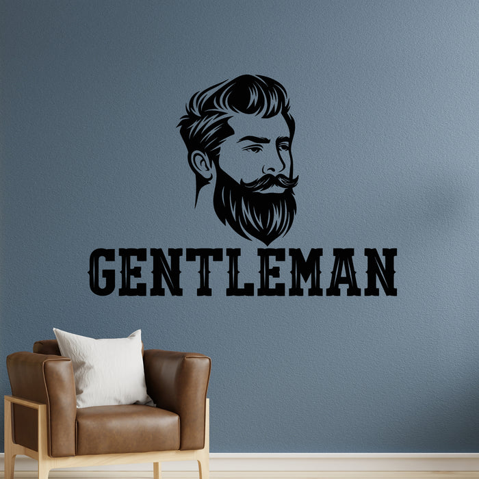 Vinyl Wall Decal Haircut Icon Barbershop Man's Hair Man Face Gentlemen Stickers Mural (g8860)