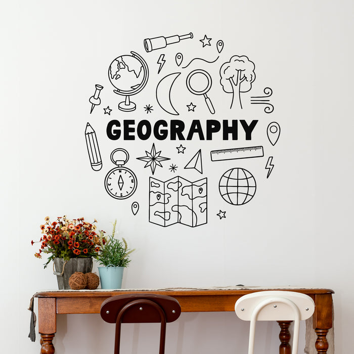 Vinyl Wall Decal Geography Symbols Set Education And Study Stickers Mural (g9812)