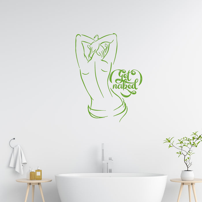 Vinyl Wall Decal Get Naked Woman Bathroom Bedroom Decor Stickers Unique Gift (ig4637)