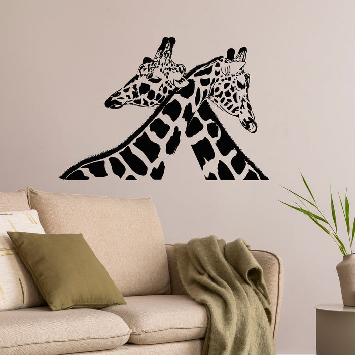 Vinyl Wall Decal Couple Giraffe Zoo Living Room African Animals Stickers Mural (g9173)