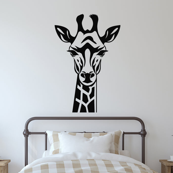 Vinyl Wall Decal Giraffe Head Silhouettes Safari Wild Animal Stickers Mural (L043)