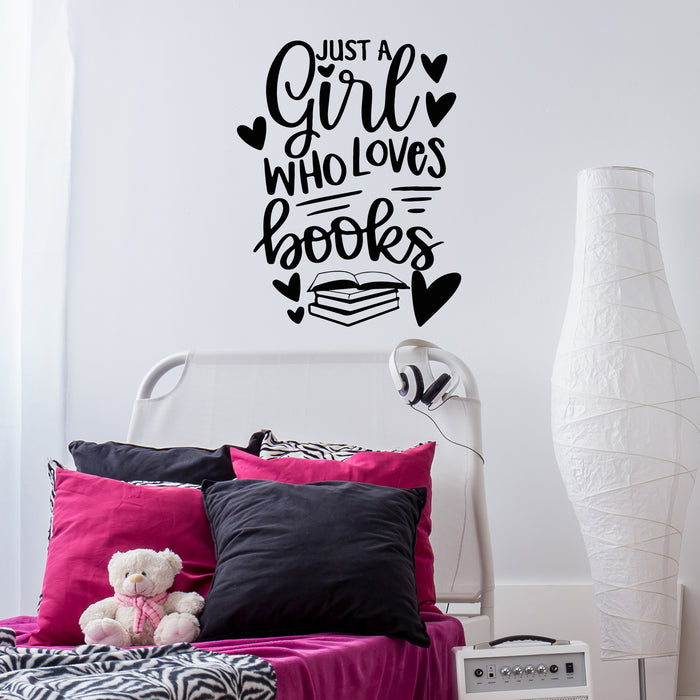 Vinyl Wall Decal Loves Books Quote Words Book Club Reading Stickers Mural (g9659)