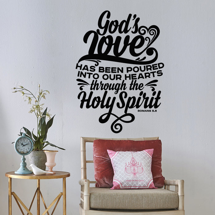 Vinyl Wall Decal God's Love Holy Spirit Religion Quote Calligraphy Stickers Mural (g8972)