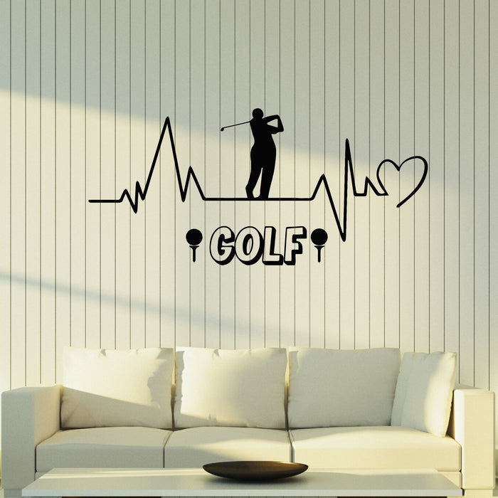 Vinyl Wall Decal Golf Club Heartbeat Pulse Golfer Sport Decor Stickers Mural (g8583)