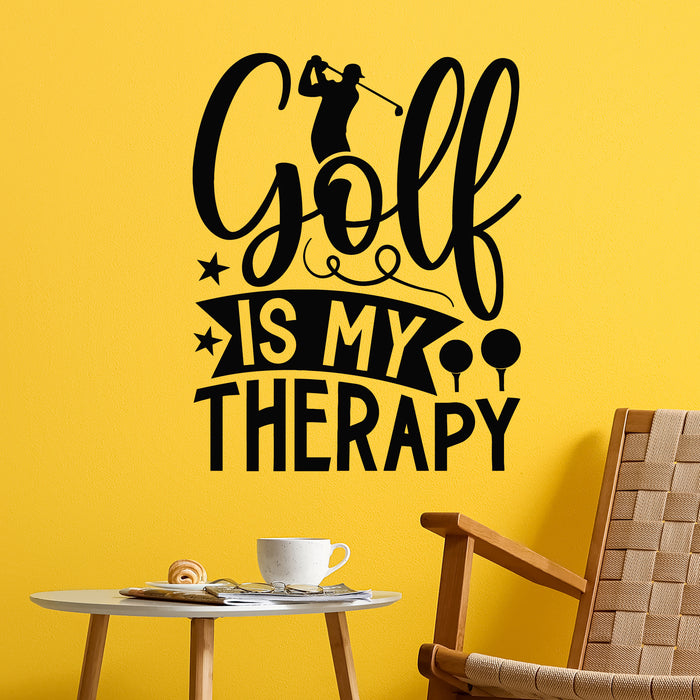 Vinyl Wall Decal Quote Golf My Therapy Sport Game Player Stickers Mural (g9823)