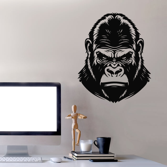 Vinyl Wall Decal Gorilla Head Creative Logo Aggressive  Face Monkey Stickers Mural (g8863)