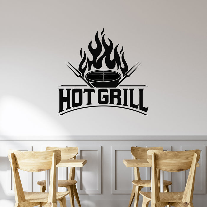 Vinyl Wall Decal Barbecue Hot Grill Menu Restaurant Logo Stickers Mural (L080)
