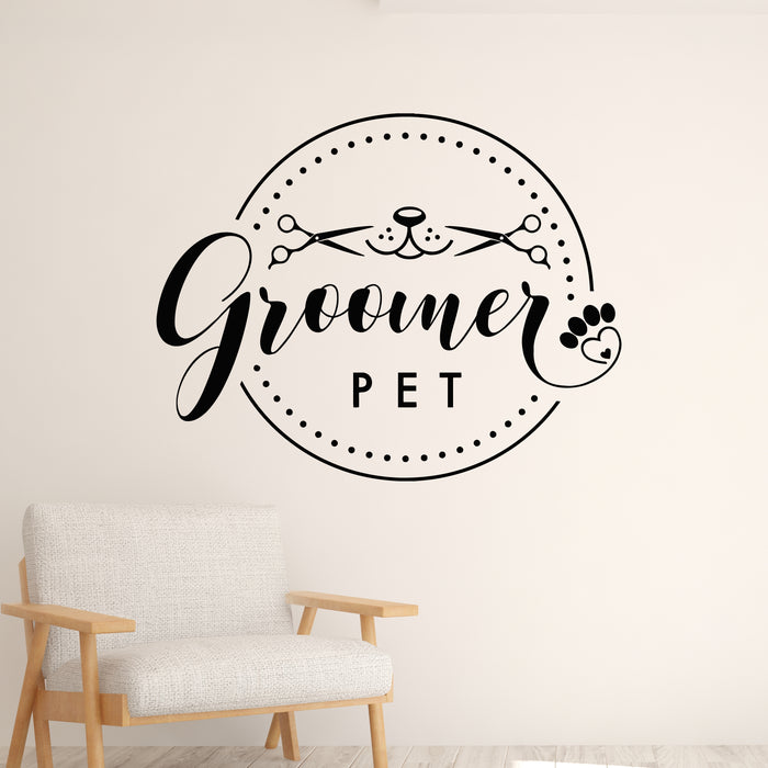 Vinyl Wall Decal Groomer in Pet Grooming Salon Dog Cat Care Stickers Mural (g9093)