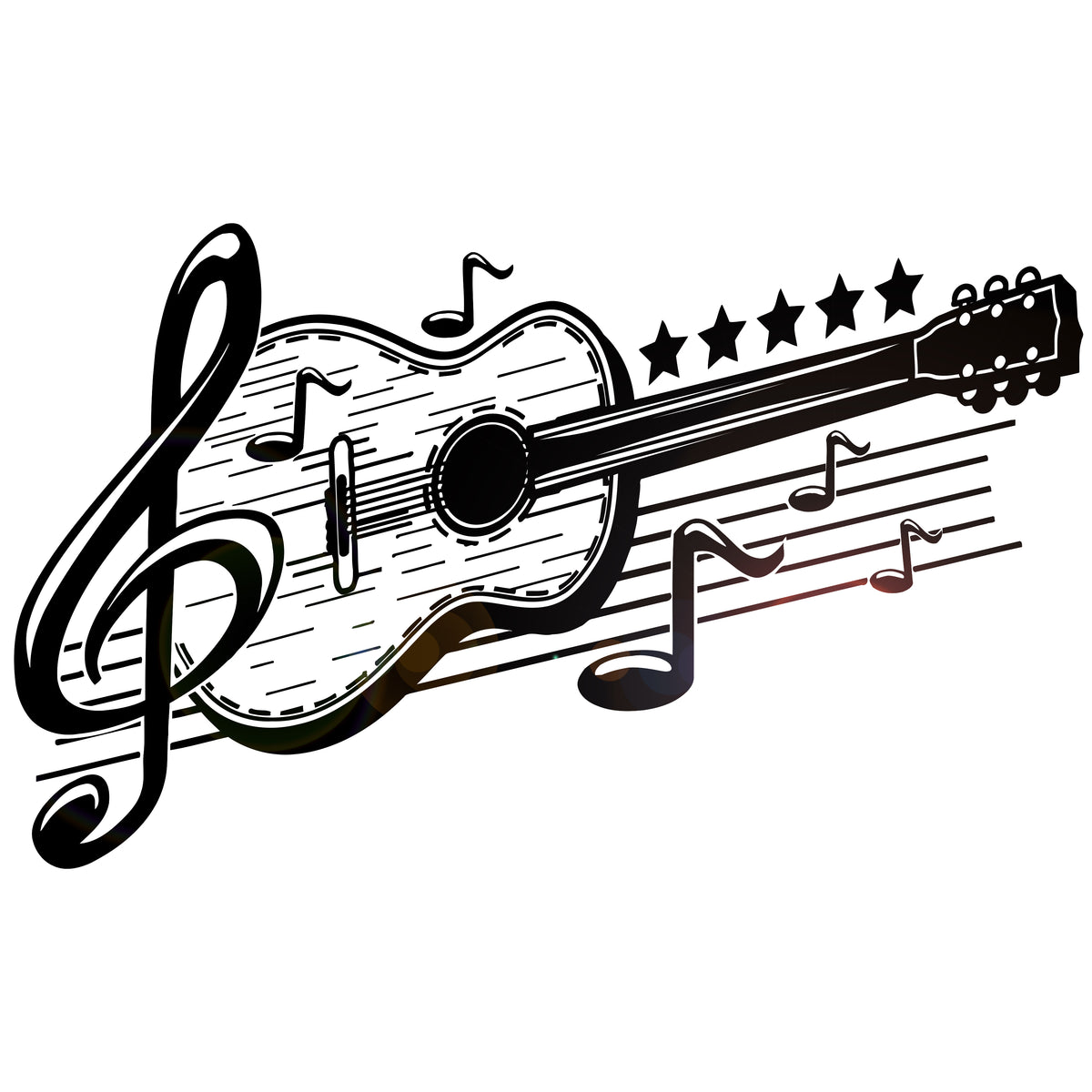 Acoustic Guitar Vinyl Wall Decal Musical Art Music Décor Sticker Mural ...