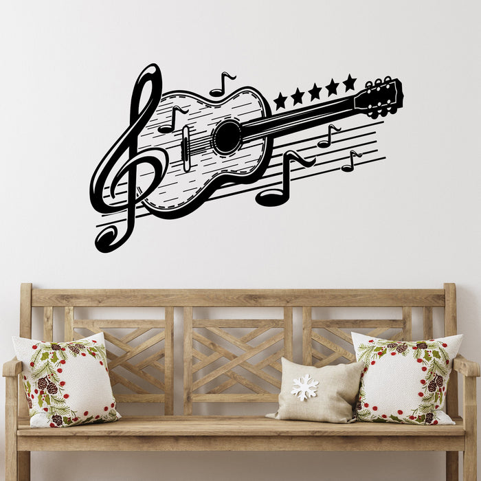 Acoustic Guitar Vinyl Wall Decal Musical Art Music Décor Sticker Mural Unique Gift (443ig)