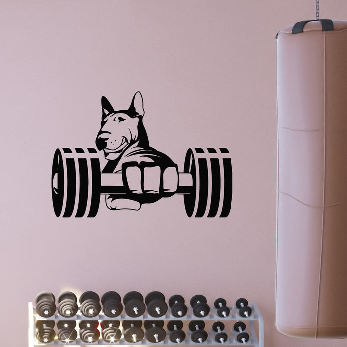 Vinyl Wall Decal Strong Dog Athlete Biceps Dumbbells Gym Stickers Mural (g9301)